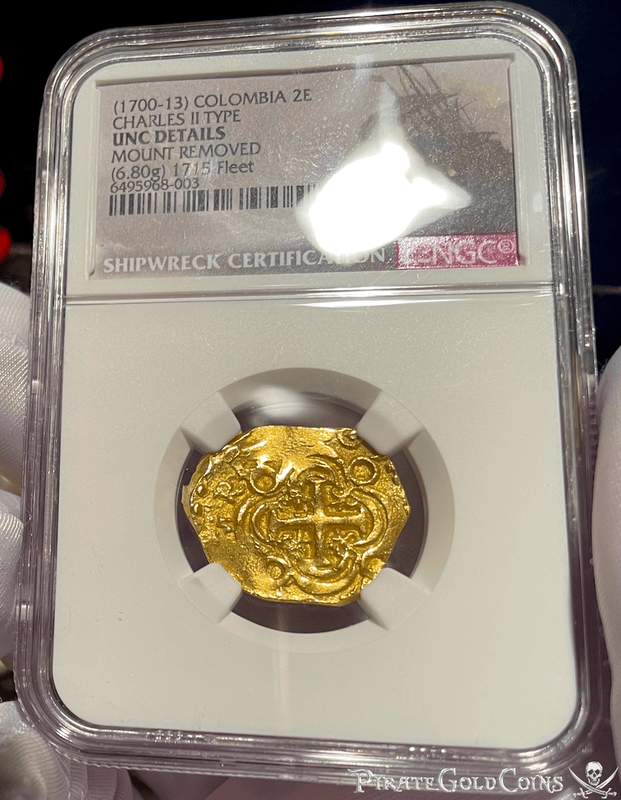 Colombia 2 Escudos 1700-13 "1715 Fleet Shipwreck" NGC UNC 8
