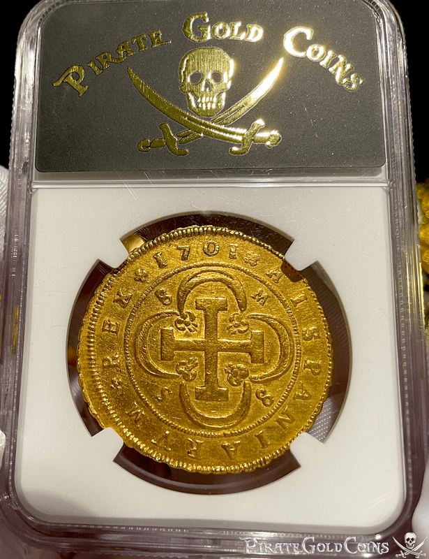 Spain 8 Escudos 1701 "Seville Mint" NGC 53 9