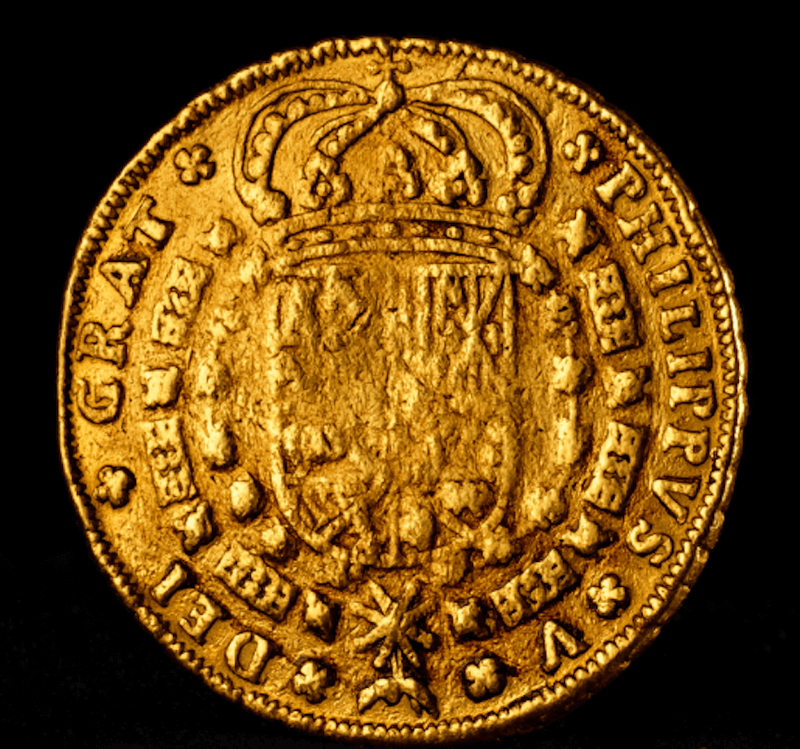 Spain 8 Escudos 1701 "1st Year Coin Type" NGC Dets 2