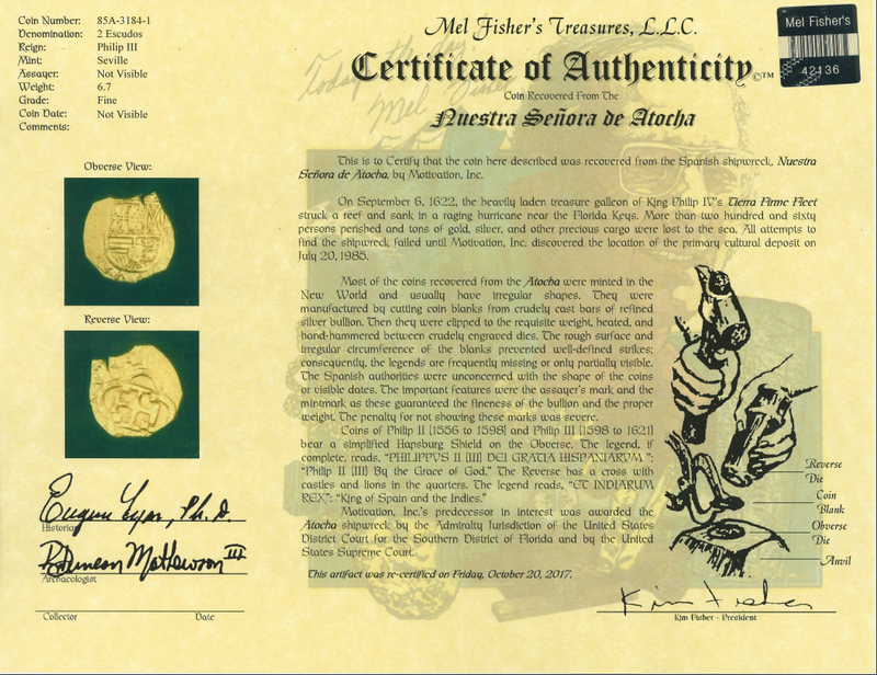 Spain 2 Escudos 1598-1621 "Atocha 1622 Shipwreck" NGC 62 5