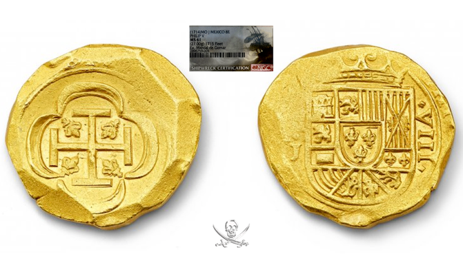 Mexico 8 Escudos 1714 "1715 Fleet Shipwreck" NGC 61 2