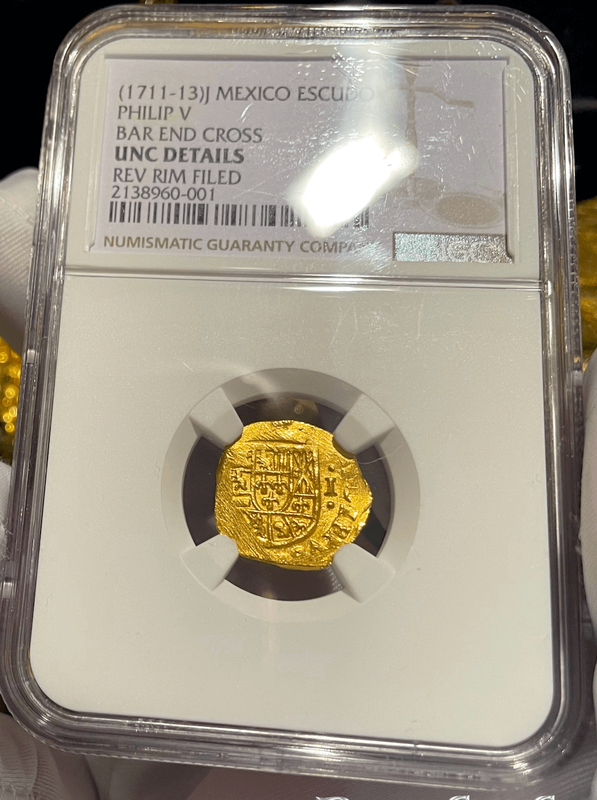 Mexico 1 Escudo 1711-13 "1715 Fleet Shipwreck" NGC UNC 8