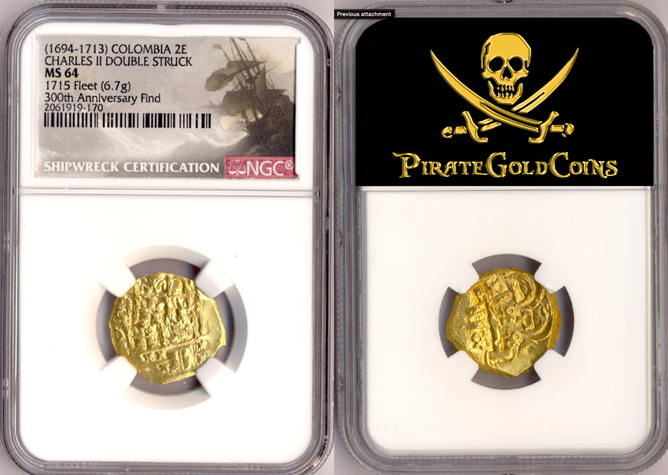 1694-1715 | Colombia 2 Escudos | Pirate Gold Coins 2