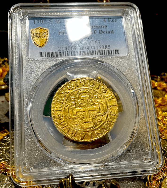 Spain 4 Escudos 1701 "Dated" PCGS XF 2