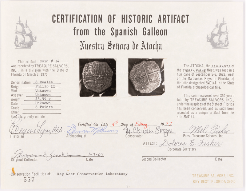 Bolivia 8 Reales 1618-21 "Hand sig. 1977 - Atocha Shipwreck" NGC Genuine 2