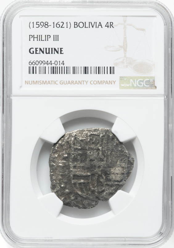 Bolivia 8 Reales 1598-1621 "Hand sig. 1977 - Atocha Shipwreck" NGC Genuine 2
