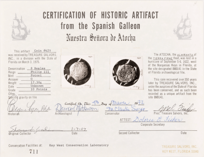 Bolivia 8 Reales 1613-17 "Hand sig. 1977 - Atocha Shipwreck" NGC Genuine 3