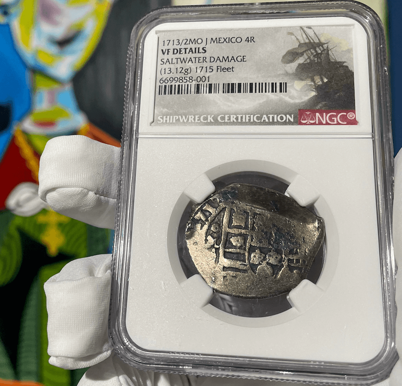 Mexico 4 Reales 1713/2 "1715 Fleet Shipwreck" NGC VF 2
