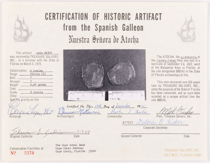 Bolivia 4 Reales 1598-1621 "Hand sig. 1977 - Atocha Shipwreck" NGC Genuine 4