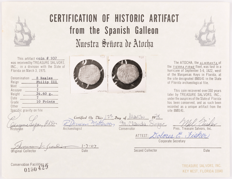 Bolivia 8 Reales 1621 "Hand sig. 1978 - Atocha Shipwreck" NGC Genuine 3