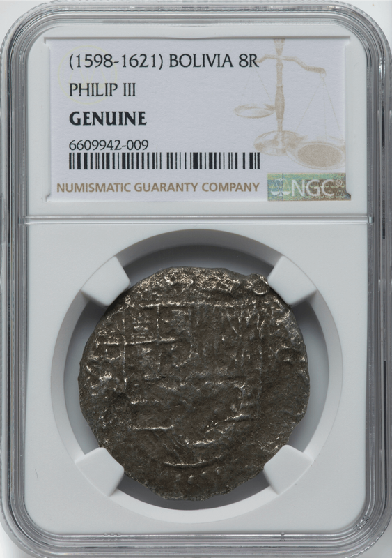 Bolivia 8 Reales 1598-1621 "Atocha Shipwreck" NGC Genuine 2