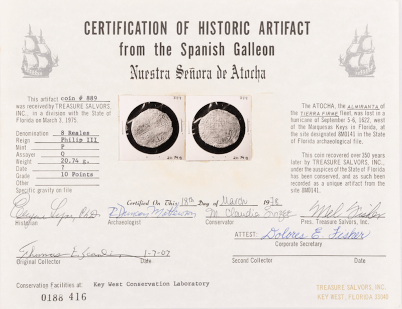 Bolivia 8 Reales 1613-17 "Hand sig. 1978 - Atocha Shipwreck" NGC Genuine 4