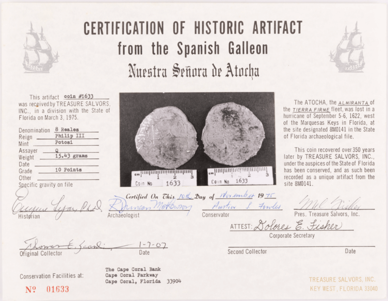 Bolivia 8 Reales 1613-17 "Hand sig. 1975 - Atocha Shipwreck" NGC Genuine 3