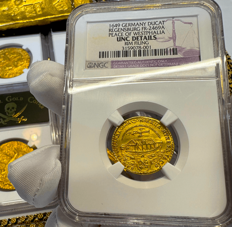 Germany 1649 Ducat "Noah's Ark" NGC UNC 9