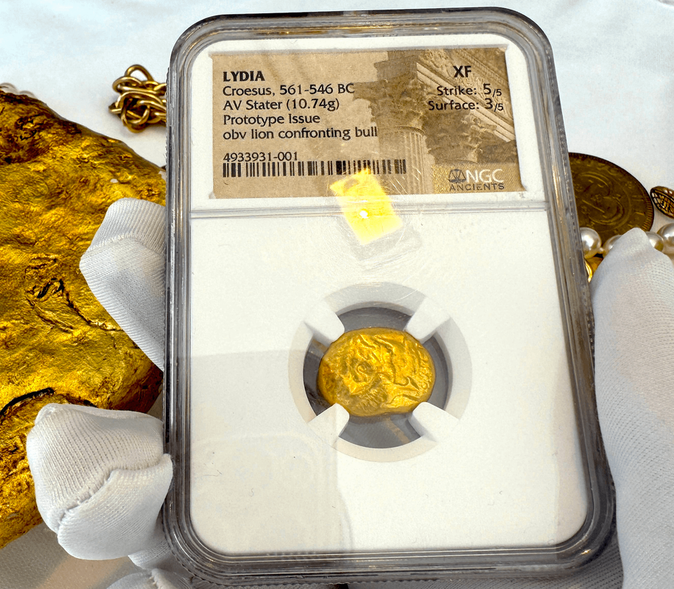Lydia Stater 'First Gold Coinage' Heavy Weight NGC XF 5x3
