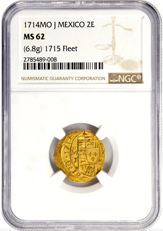 Mexico 2 Escudos 1714 "1715 Fleet Shipwreck" NGC 62 2