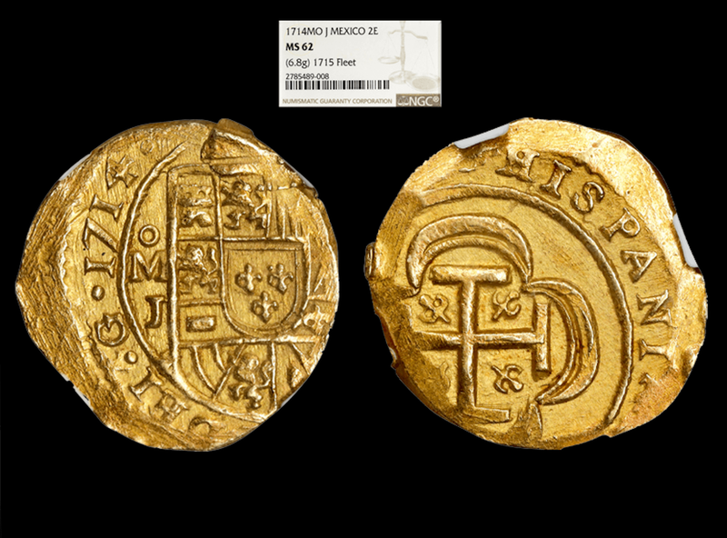 Mexico 2 Escudos 1714 "1715 Fleet Shipwreck" NGC 62 4
