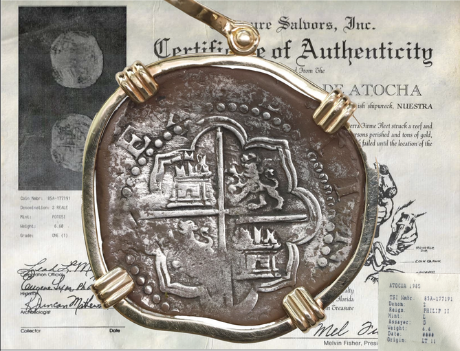 Peru 2 Reales 1598-1621 "Atocha 1622 Shipwreck" Pendant