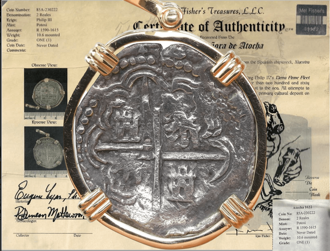 Bolivia 2 Reales Philip III "Atocha 1622 Shipwreck" Pendant
