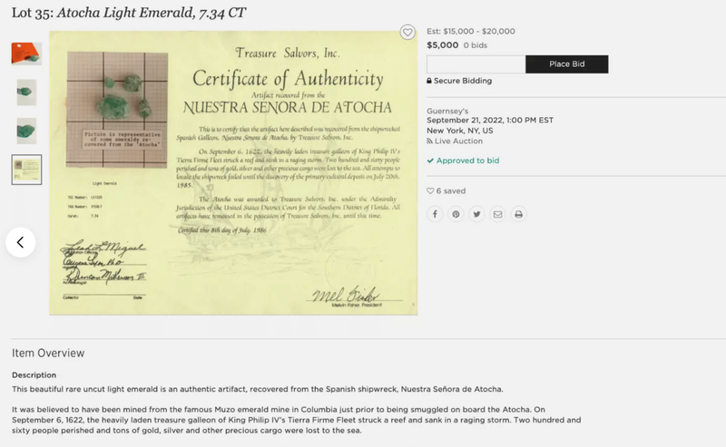 Atocha Emerald 9.61 Carats 9