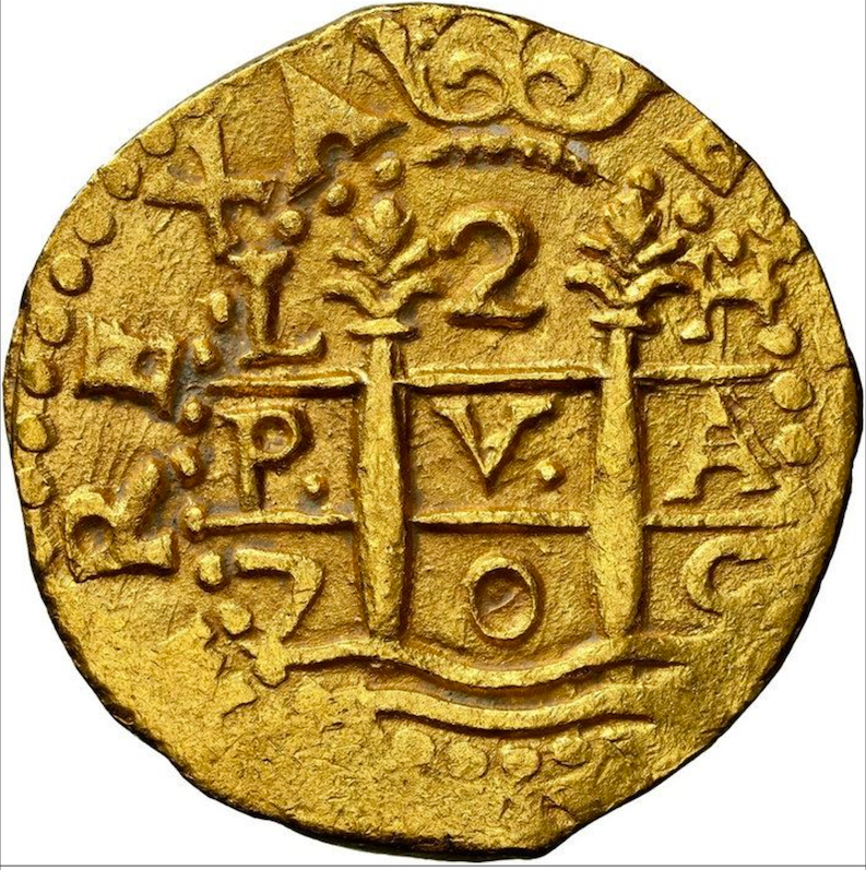 Peru 2 Escudos 1705 "Finest Kn. 1715 Fleet Shipwreck" NGC 63 2