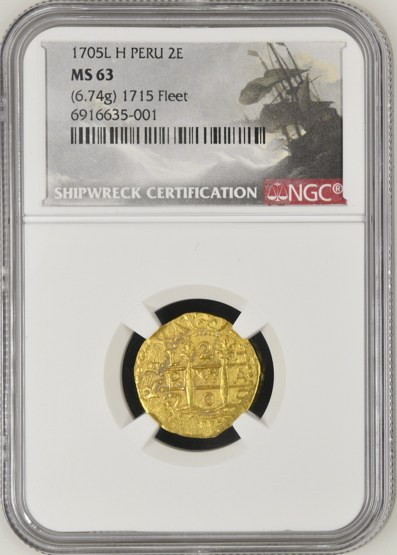 Peru 2 Escudos 1705 "Finest Kn. 1715 Fleet Shipwreck" NGC 63 4