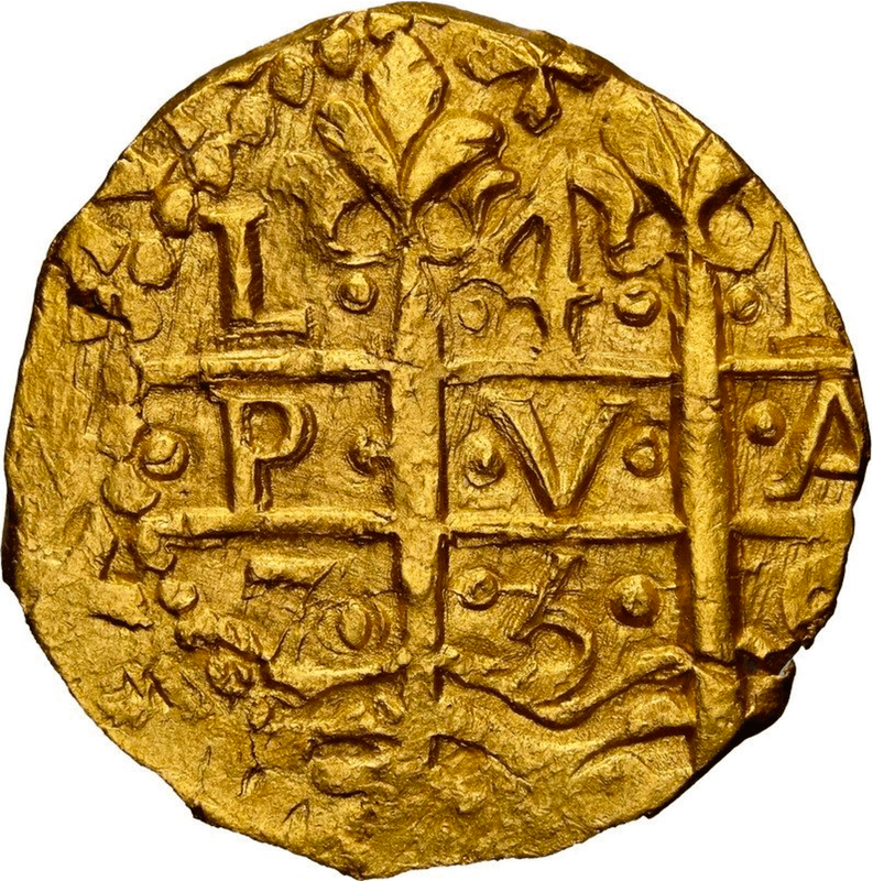 Peru 4 Escudos 1750 "La Luz Shipwreck" NGC 63 2