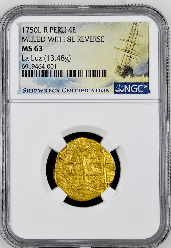 Peru 4 Escudos 1750 "La Luz Shipwreck" NGC 63 4
