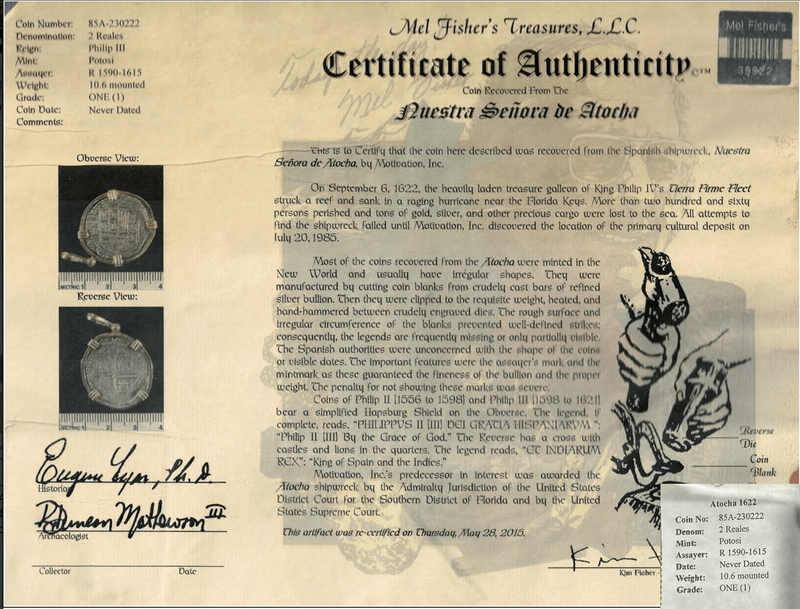 Bolivia 2 Reales Philip III "Atocha 1622 Shipwreck" Pendant 7