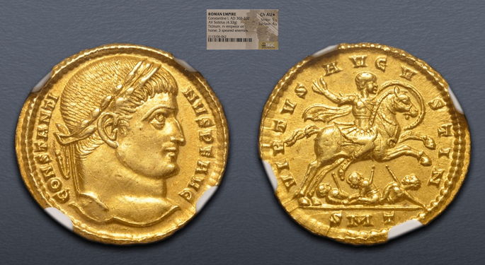 Roman Empire "Constantine the Great" NGC Ch AU 5x4