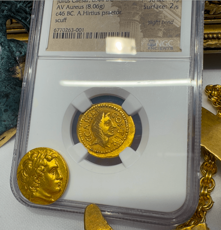 Roman Empire "Julius Caesar" 44AD NGC VF 4x2 4
