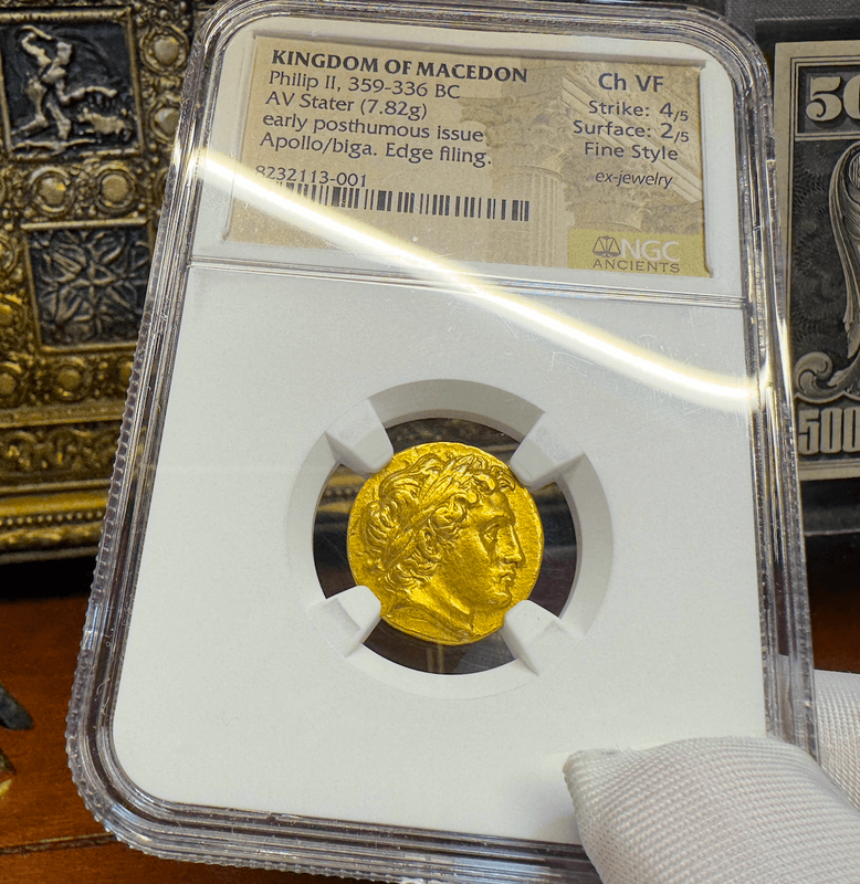 Kingdom of Macedon "Philip II" 359-336BC NGC CH VF 4x2 Fine Style 3