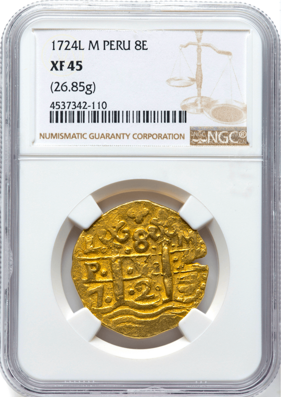 Peru 8 Escudos 1724 "Only 3 Graded" NGC 45 19