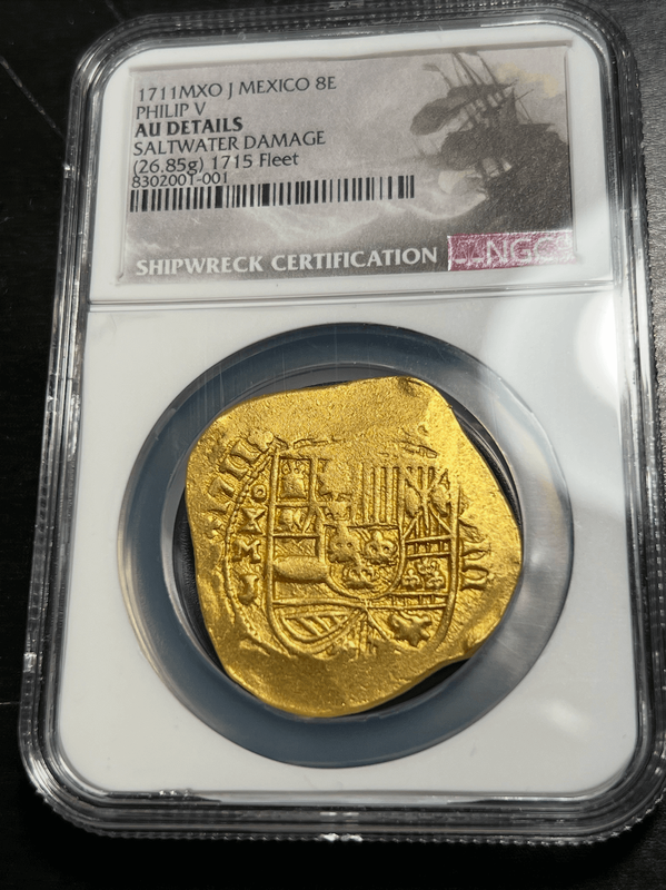 Mexico 8 Escudos 1711 "1715 Fleet Shipwreck" NGC AU 8