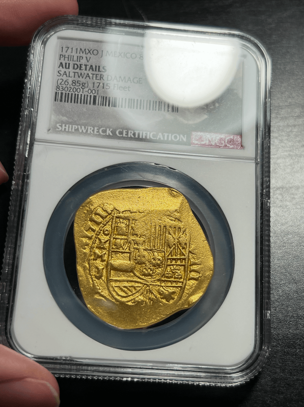 Mexico 8 Escudos 1711 "1715 Fleet Shipwreck" NGC AU 10