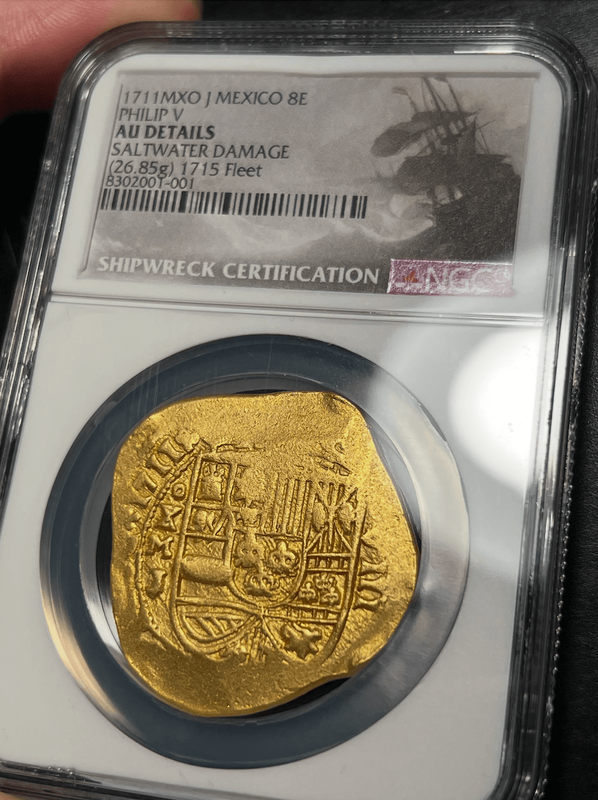 Mexico 8 Escudos 1711 "1715 Fleet Shipwreck" NGC AU 11