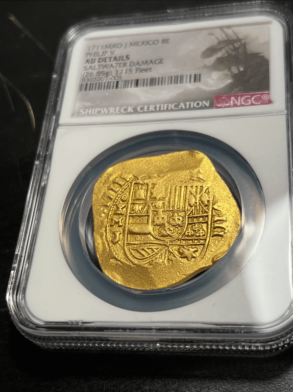 Mexico 8 Escudos 1711 "1715 Fleet Shipwreck" NGC AU 12