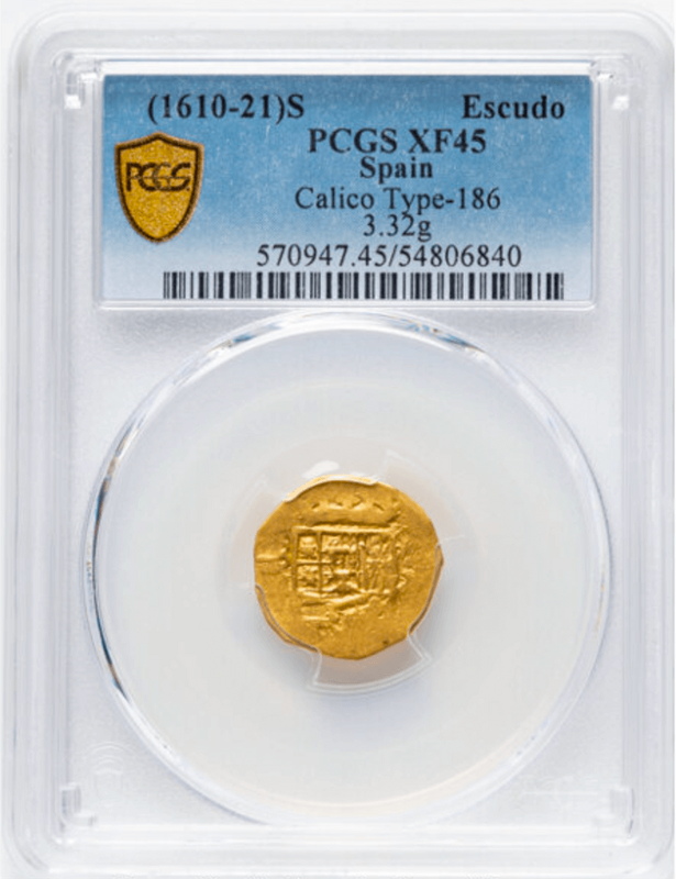 Spain 1 Escudo 1610 "Full Date" PCGS 45 16
