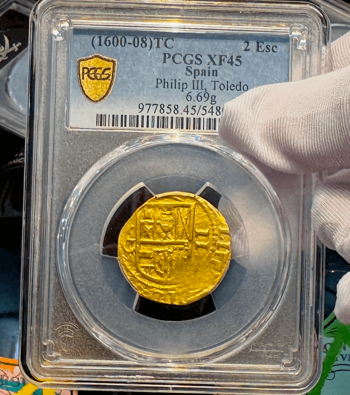 Spain 2 Escudos 1600/599 "Toledo" PCGS 45 3