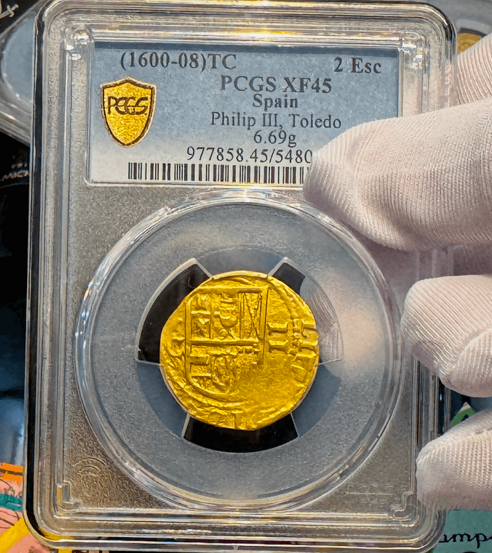 Spain 2 Escudos 1600/599 "Toledo" PCGS 45 4