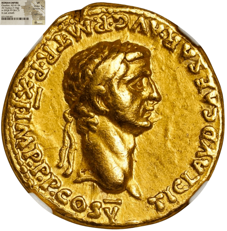 Roman Empire "Claudius" NGC VF 5x4 2