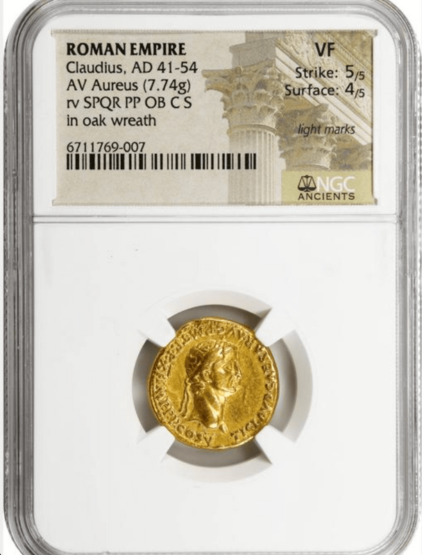 Roman Empire "Claudius" NGC VF 5x4 4