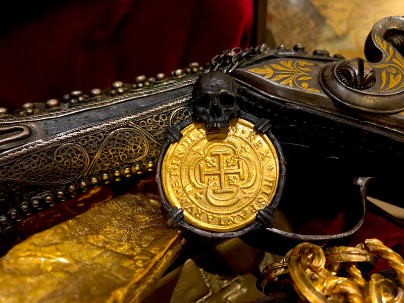 Skull Pendant Mexico 1714 8 Escudos Replica Shipwreck Jewelry Treasure Coin 2