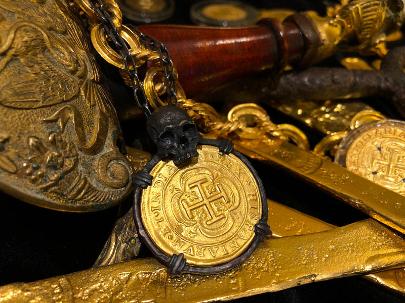 Skull Pendant Mexico 1714 8 Escudos Replica Shipwreck Jewelry Treasure Coin 7