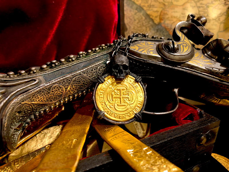 Skull Pendant Mexico 1714 8 Escudos Replica Shipwreck Jewelry Treasure Coin 12