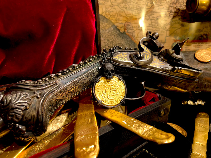 Skull Pendant Mexico 1714 8 Escudos Replica Shipwreck Jewelry Treasure Coin 15