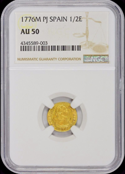 Spain  1/2 Escudo  1776  "Charles - Only 12 Known"  NGC 50 3