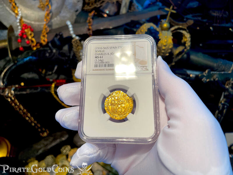 Spain 1 Escudo 1516-56 "Seville Mint" NGC 61 3