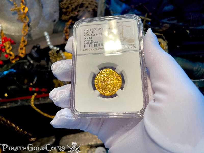 Spain 1 Escudo 1516-56 "Seville Mint" NGC 61 5