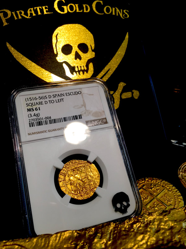 Spain  1 Escudo  1516- 1556  "Cross of Jerusalem"  NGC 61 Gold Doubloon 3